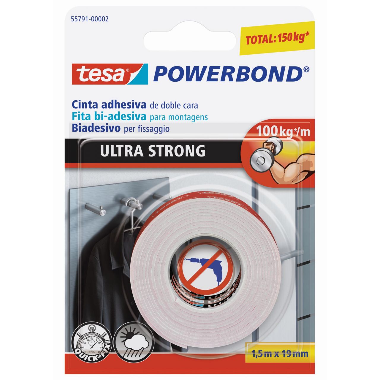 tesa Powerbond Ultrastrong Cinta 1,5m x 19mm