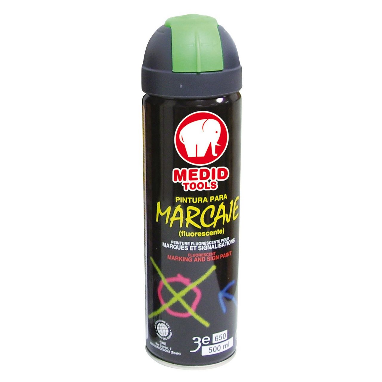 Spray de pintura fluorescente de color verde