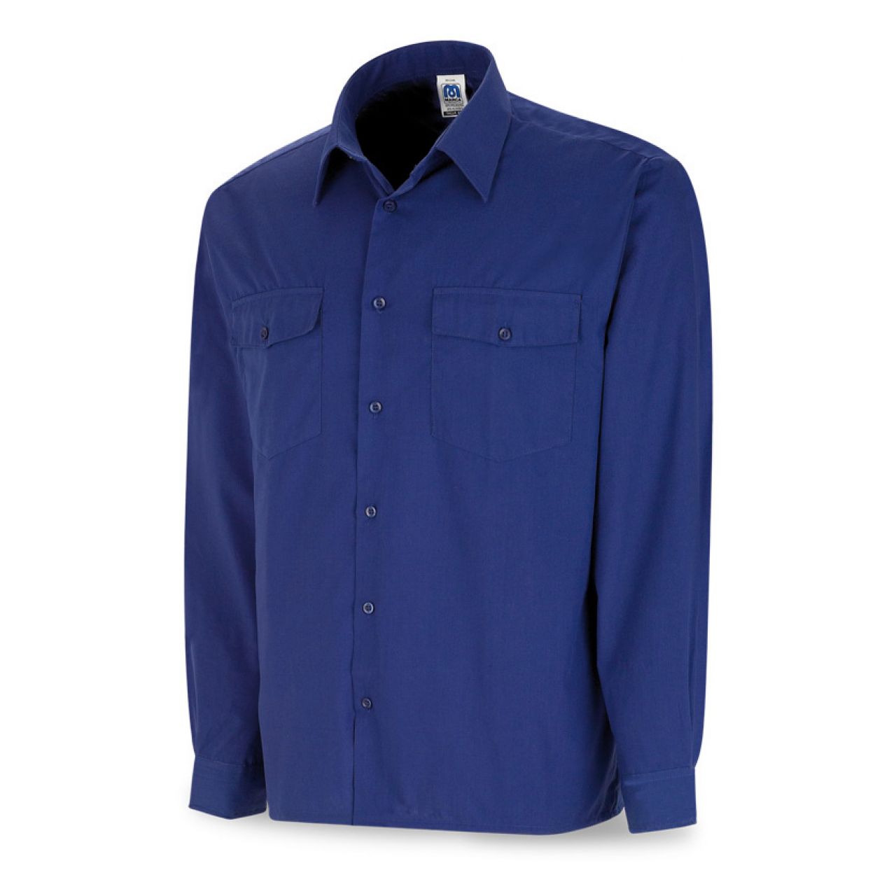 388CMLAZ Camisa azulina poliéster/algodón 95 gr. Marga larga