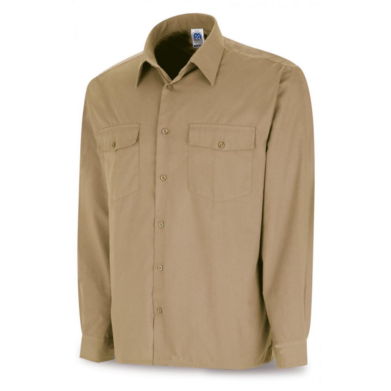 388CMLBE Camisa beige poliéster/algodón 95 gr. Marga larga