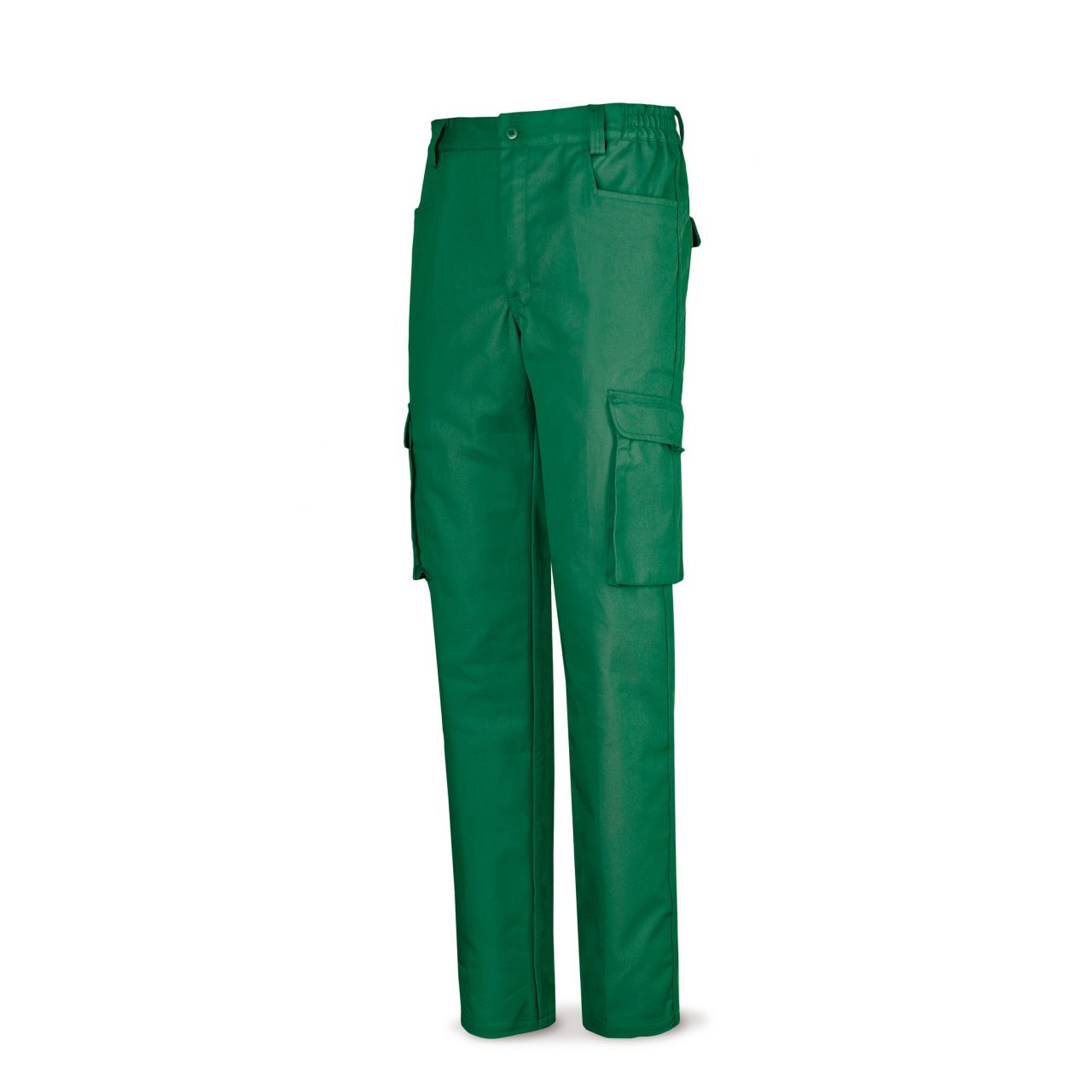 488PTTOPV Pantalón verde poliester/algodón de 245 g. Multibolsillo