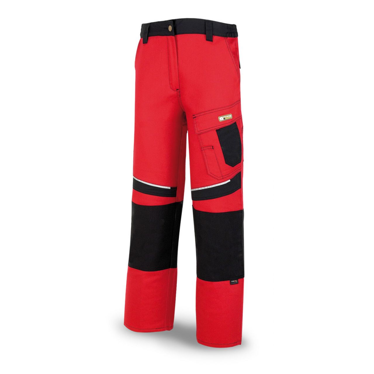 588PCRN Pantalón CANVAS rojo/negro poliéster/algodón 245 g. Multibolsillos