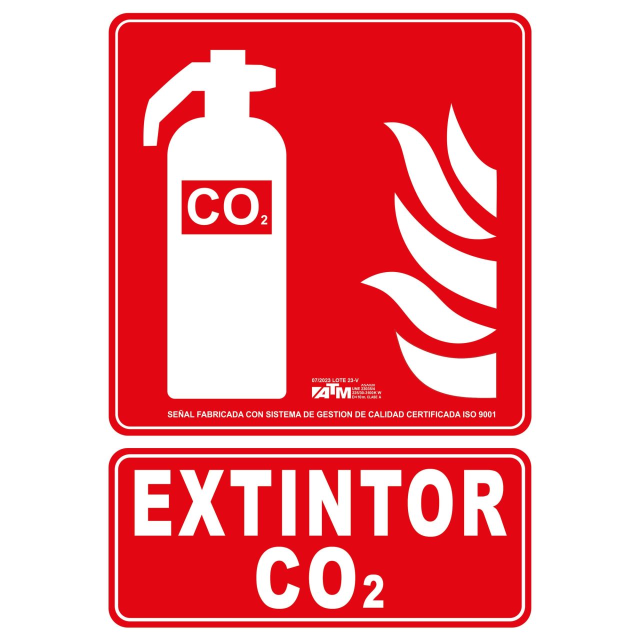 Señal extintor CO2 PVC clase A