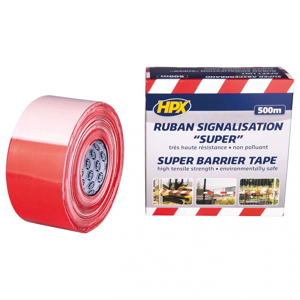 Cinta de balizamiento Super Barrier Tape rojo/blanco (80mm x 500m)