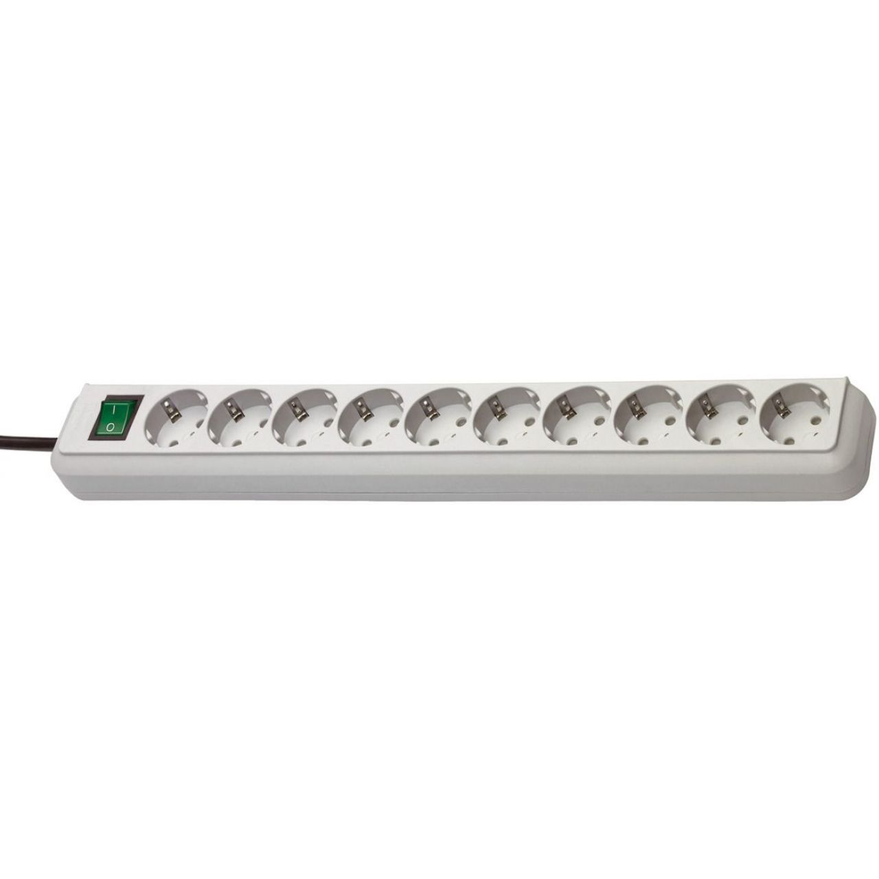 Base múltiple Eco-Line gris claro con interruptor (10 tomas y 3 m)