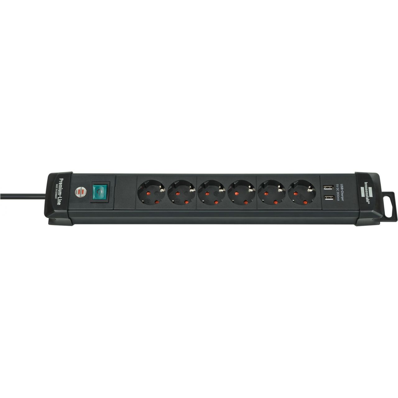 Base múltiple Premium-Line con varias posibilidad de instalación y fijación (6 tomas + 2 puertos USB)