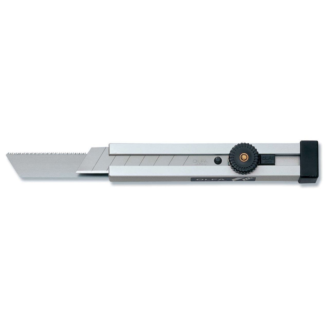 Cúter con bloqueo manual y mango de aluminio y dos cuchillas de 18mm