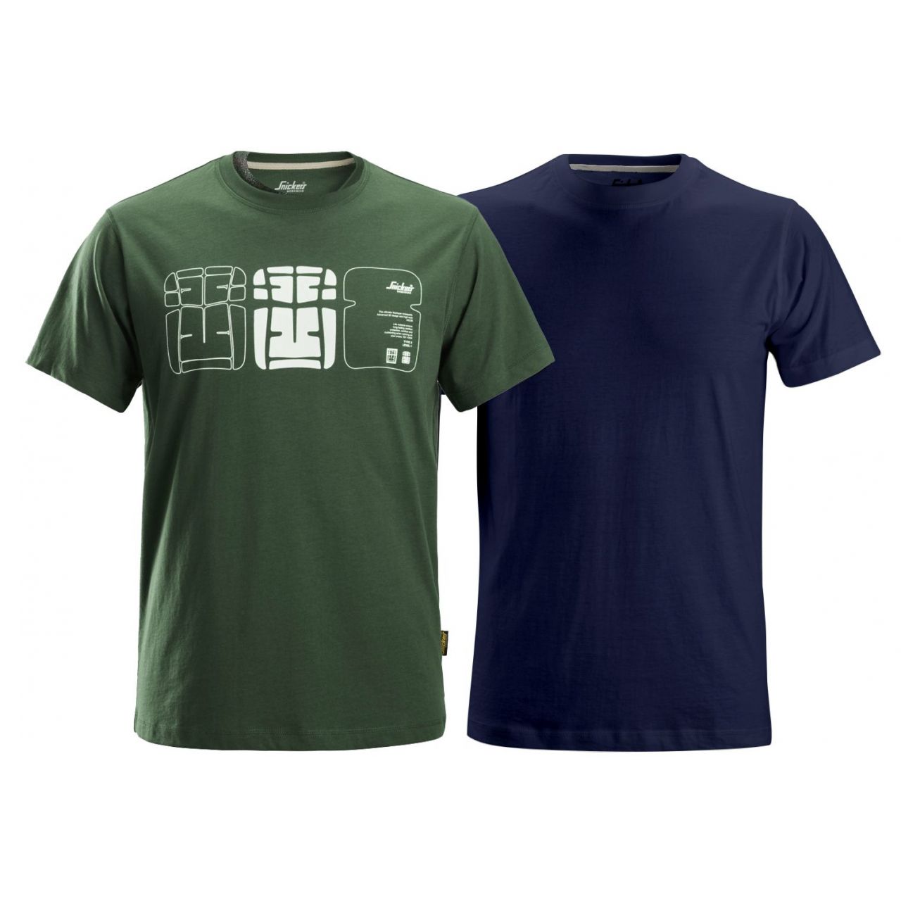 Camiseta 2-pack verde forestal-azul marino talla XS