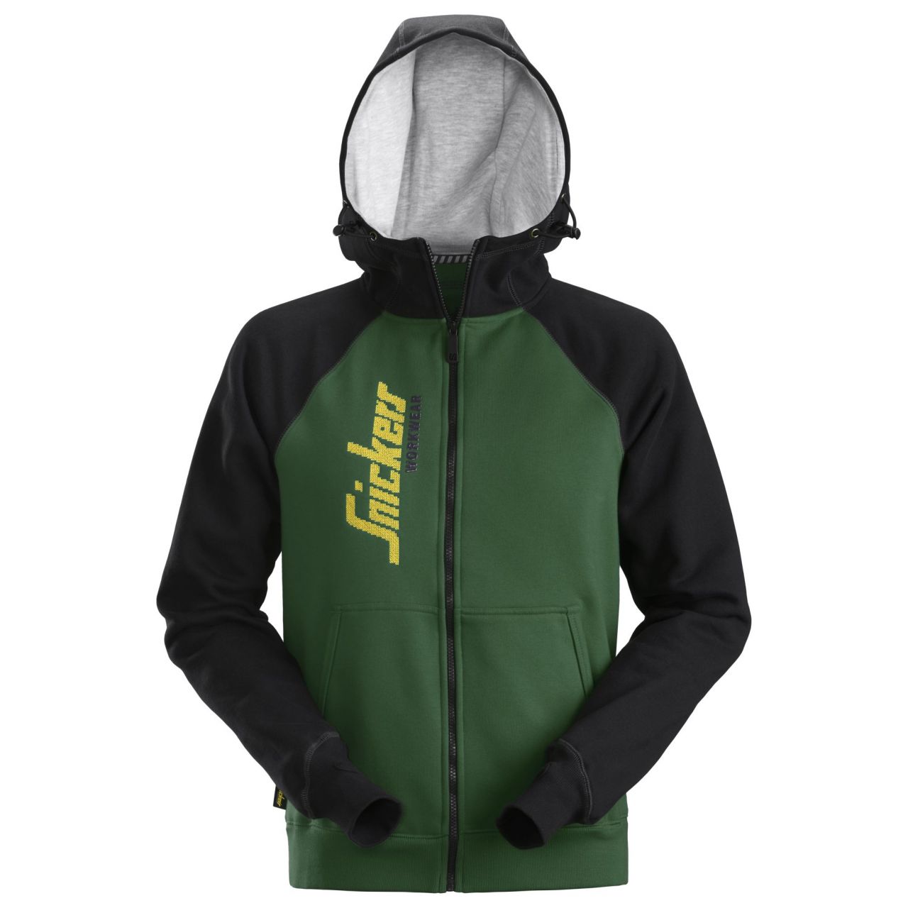 Sudadera con capucha con cremallera completa y logotipo Verde bosque/Negra talla XL