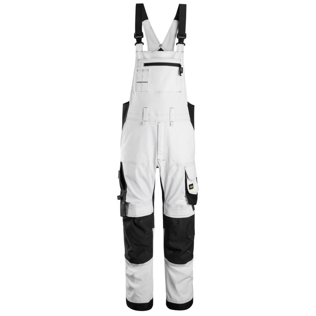 6051 Pantalones elástcos con peto y tirantes AllroundWork blanco-negro talla 146