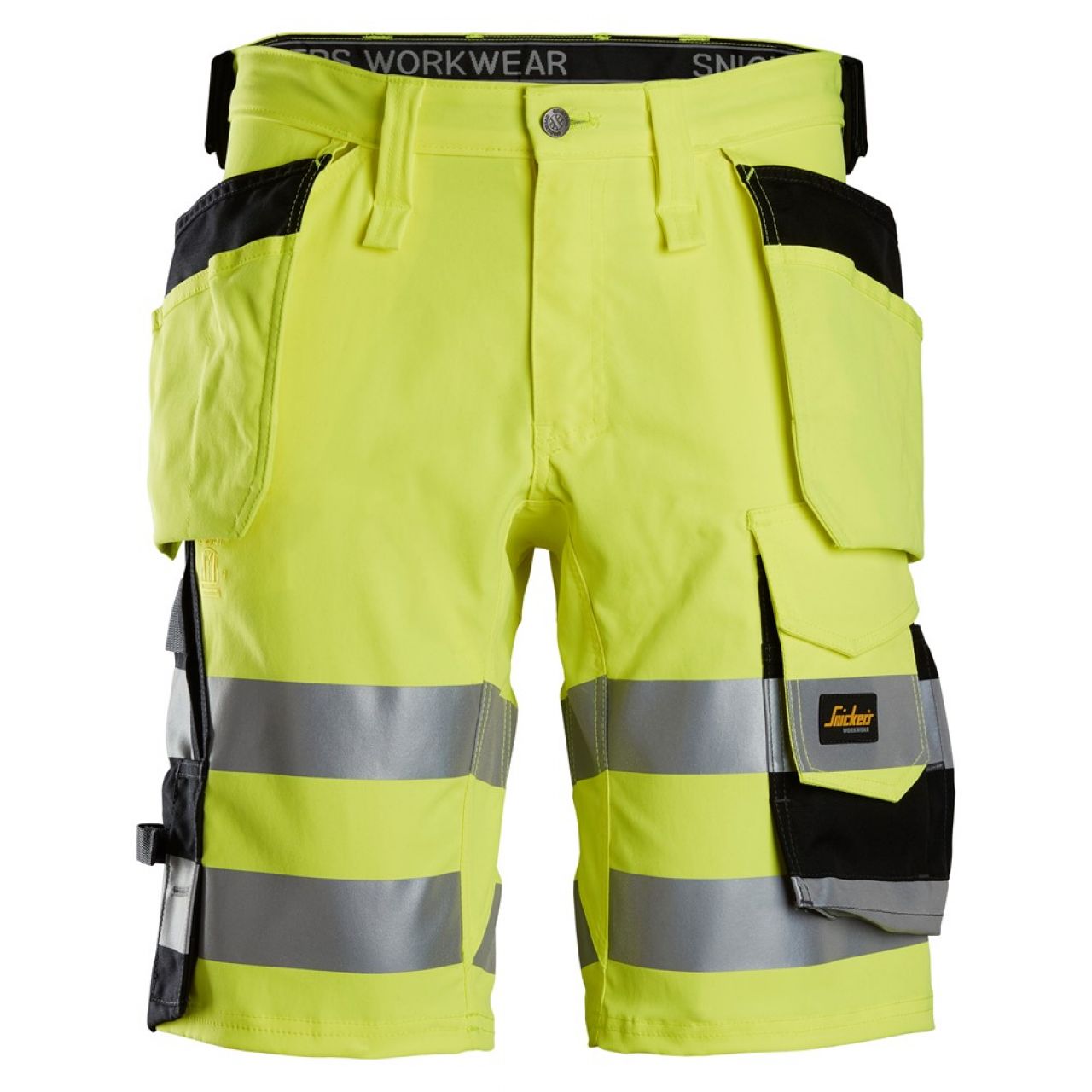 6135 Pantalones cortos de trabajo elásticos de alta visibilidad clase 1 con bolsillos flotantes amarillo-negro talla 60