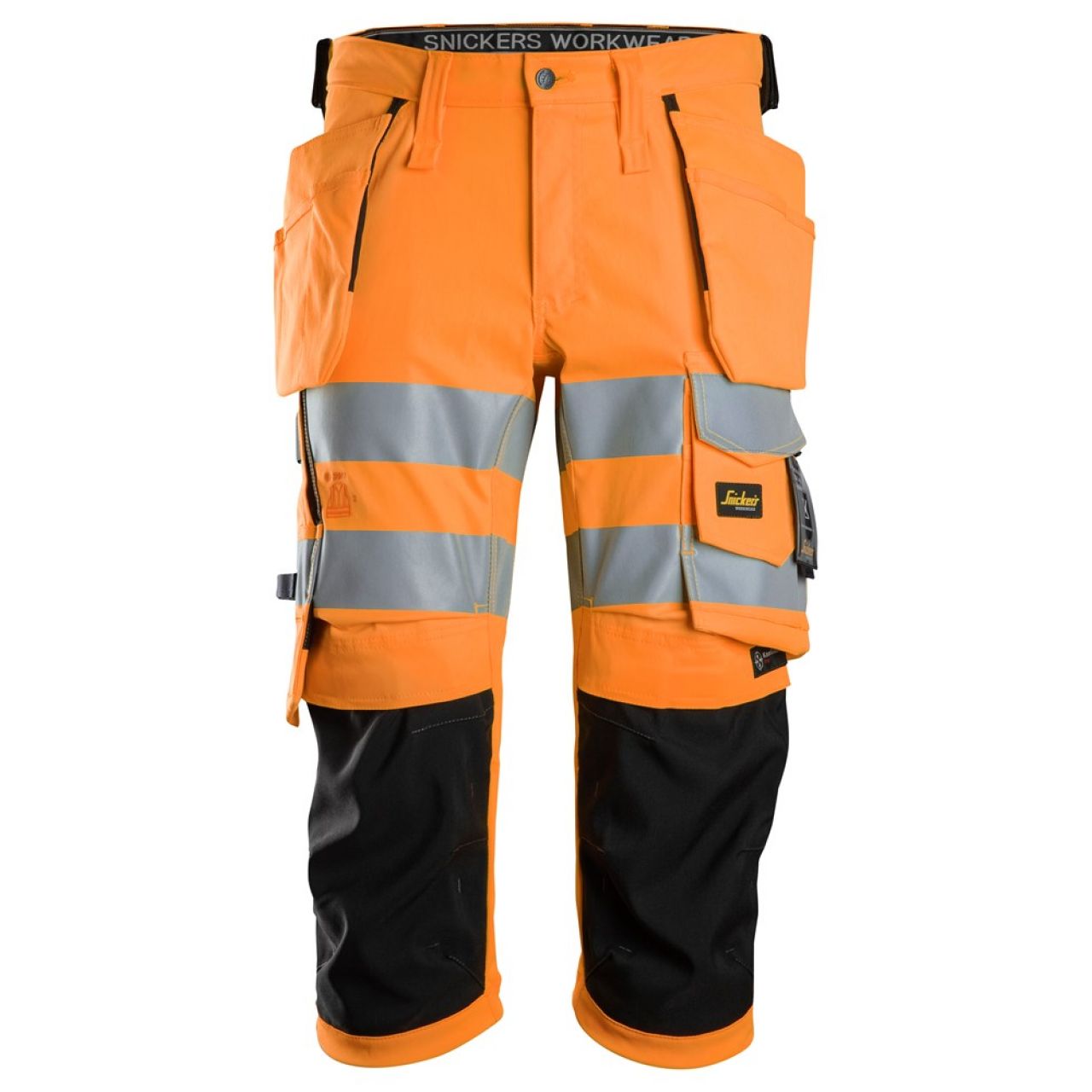 6138 Pantalones pirata de trabajo elásticos de alta visibilidad clase 1/2 con bolsillos flotantes naranja-negro talla 66