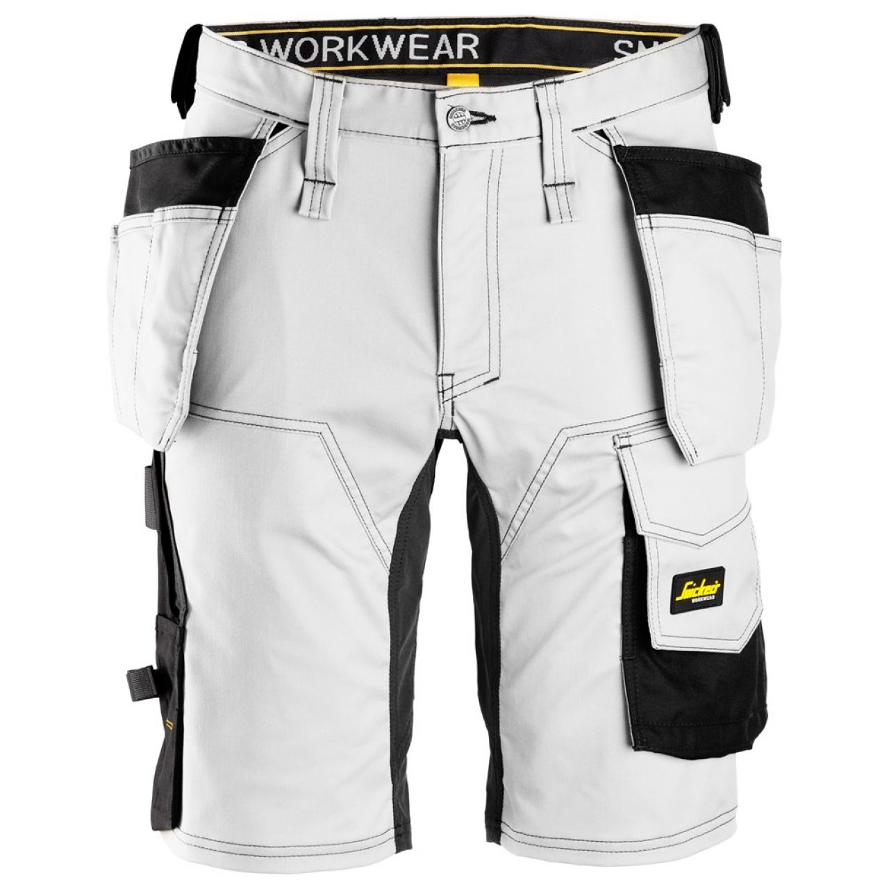 6141 Pantalones cortos de trabajo elásticos con bolsillos flotantes AllroundWork blanco-negro talla 54