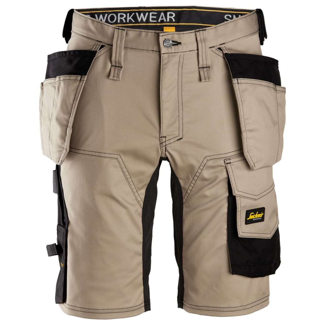 6141 Pantalones cortos de trabajo elásticos con bolsillos flotantes AllroundWork beige-negro talla 46