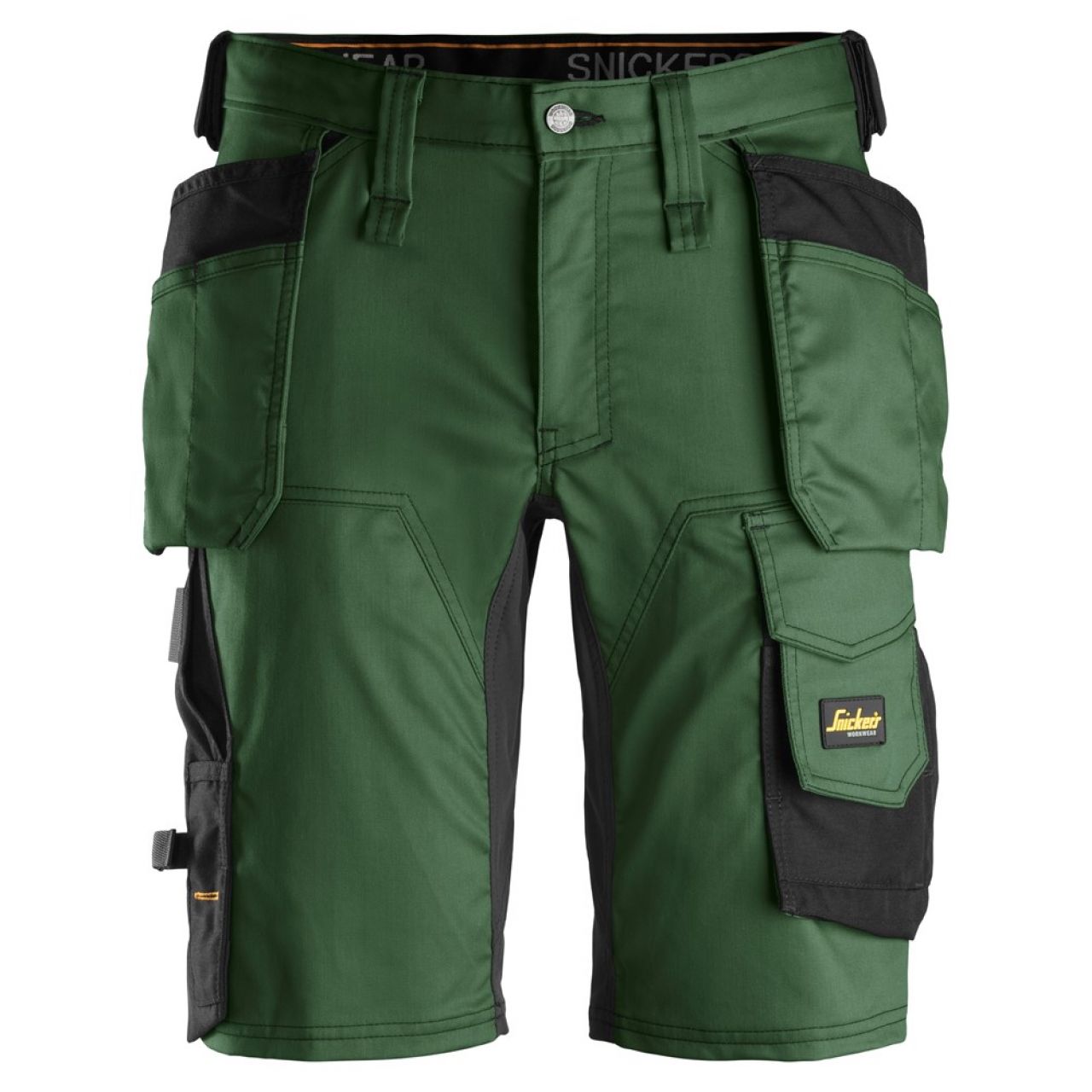 6141 Pantalones cortos de trabajo elásticos con bolsillos flotantes AllroundWork verde forestal-negro talla 58