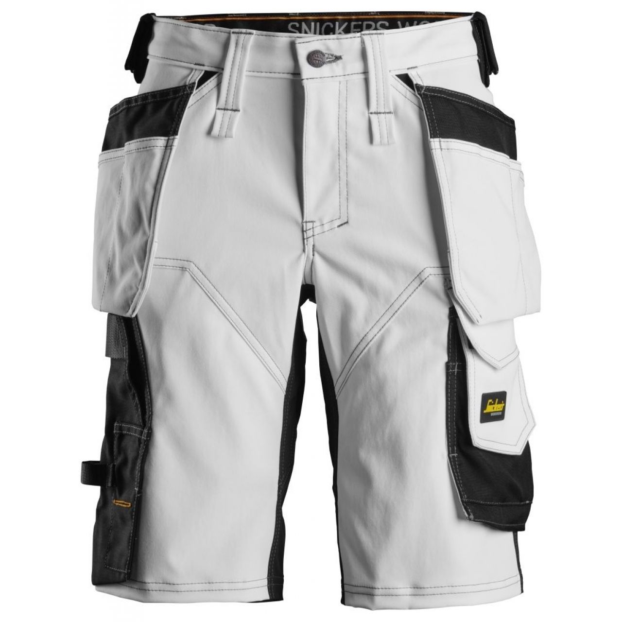 6147 Pantalones cortos de trabajo elásticos para mujer con bolsillos flotantes AllroundWork blanco-negro talla 40