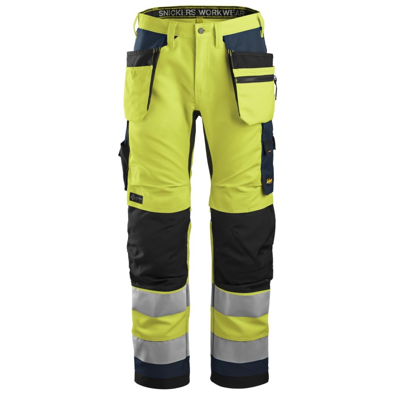 6230 Pantalones largos de trabajo de alta visibilidad clase 2 con bolsillos flotantes AllroundWork amarillo-azul marino talla 58
