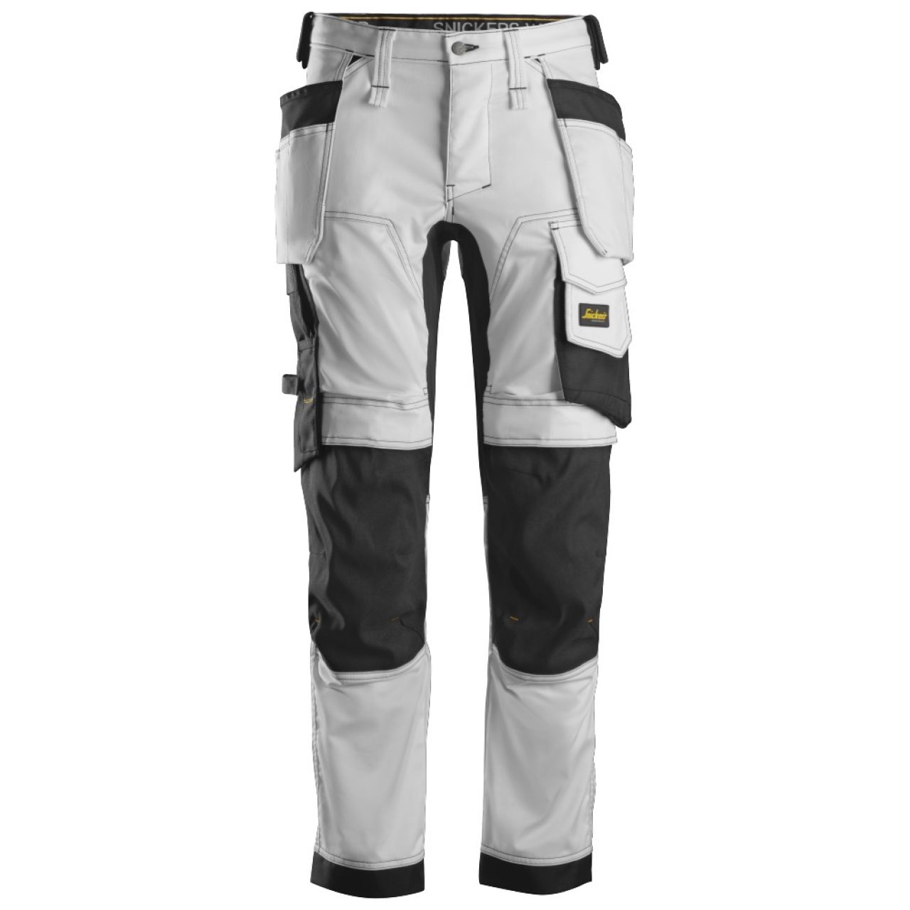 6241 Pantalones largos de trabajo elásticos con bolsillos flotantes AllroundWork blanco-negro talla 258