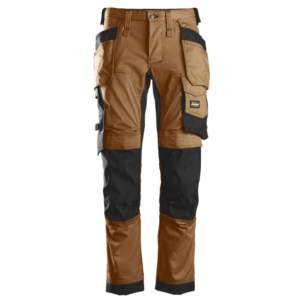 6241 Pantalones largos de trabajo elásticos con bolsillos flotantes AllroundWork marron-negro talla 92