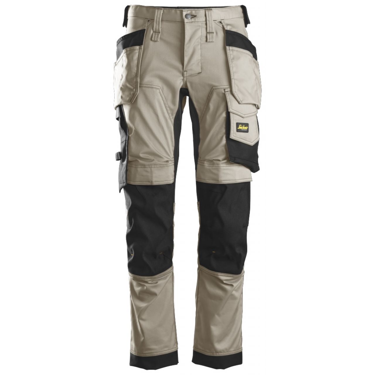 6241 Pantalones largos de trabajo elásticos con bolsillos flotantes AllroundWork beige-negro talla 112