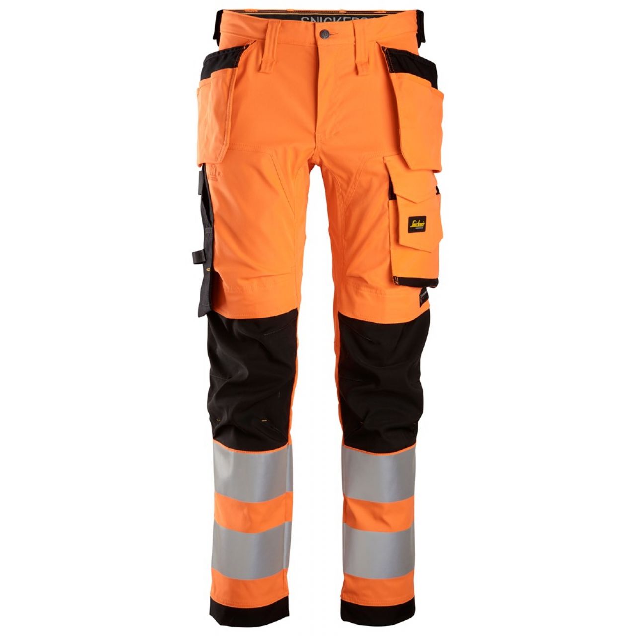 6243 Pantalones largos de trabajo elásticos de alta visibilidad clase 2 con bolsillos flotantes naranja-negro talla 56