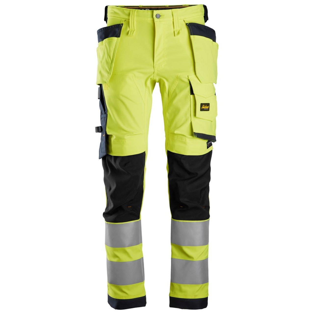 6243 Pantalones largos de trabajo elásticos de alta visibilidad clase 2 con bolsillos flotantes amarillo-azul marino talla 60
