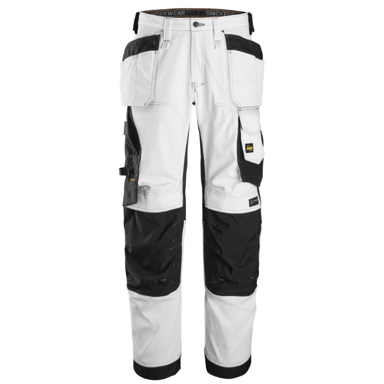 6251 Pantalones largos de trabajo elásticos de ajuste holgado con bolsillos flotantes AllroundWork blanco-negro talla 48