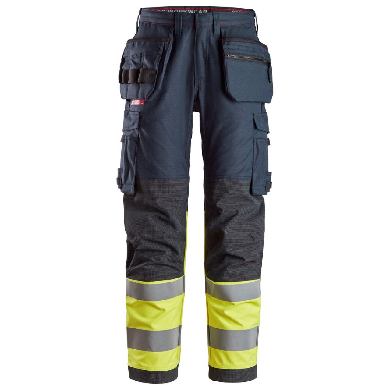 6263 Pantalones largos de trabajo de alta visibilidad clase 1 con bolsillos flotantes ProtecWork azul marino-amarillo talla 154