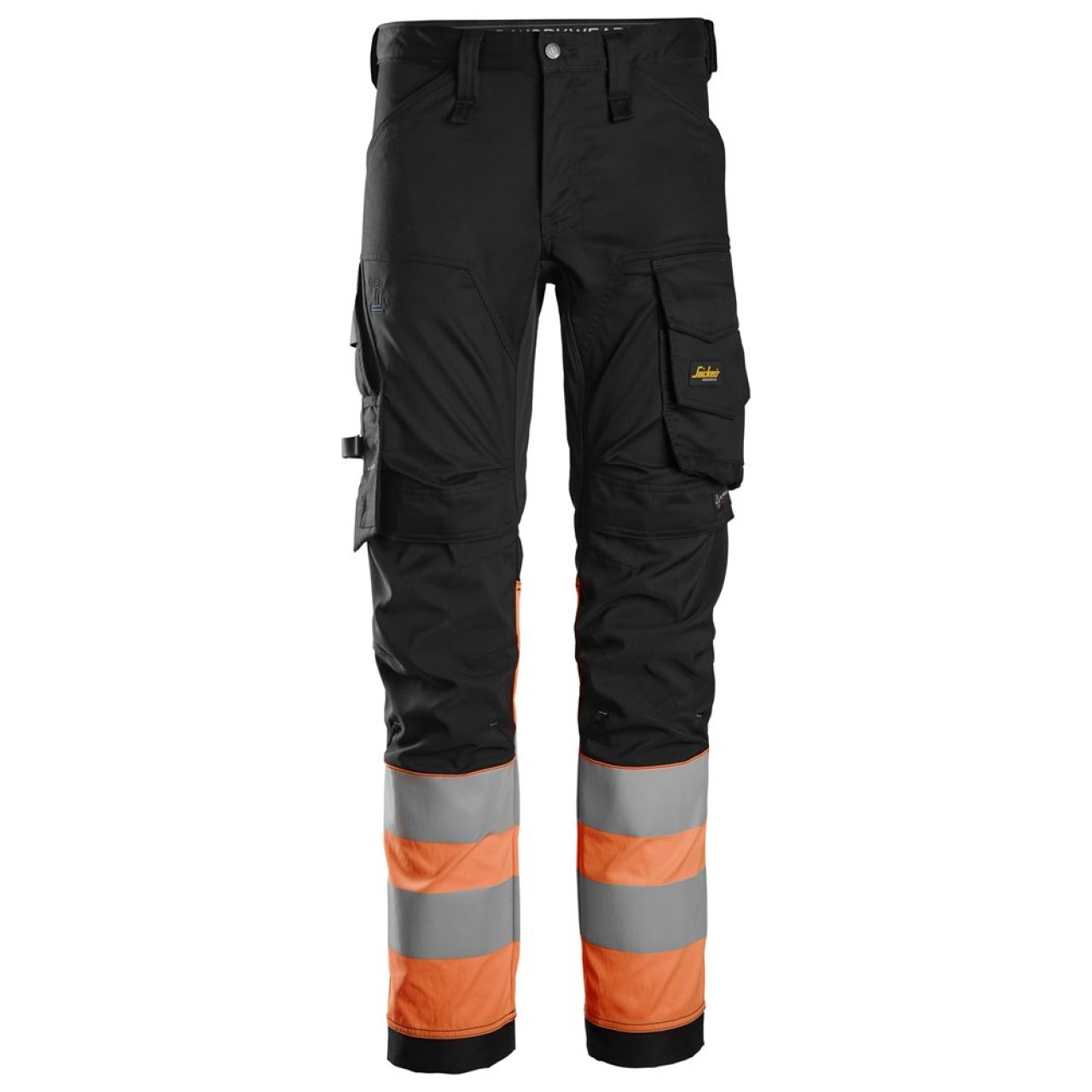 6334 Pantalones largos de trabajo elásticos de alta visibilidad clase 1 negro-naranja talla 152