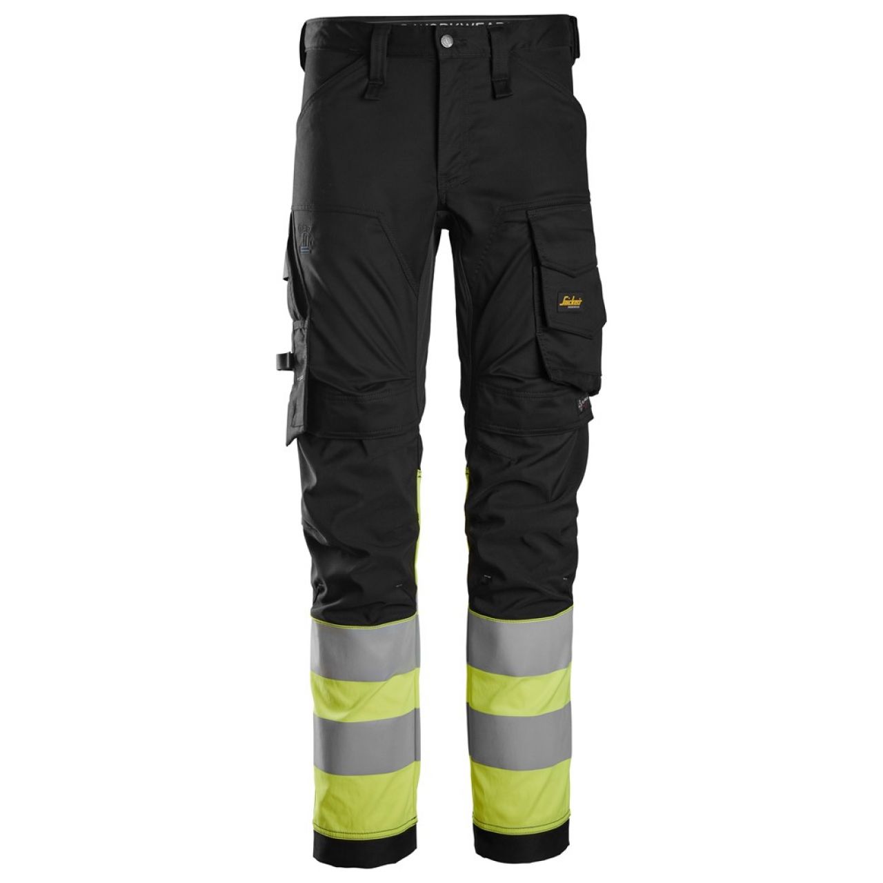 6334 Pantalones largos de trabajo elásticos de alta visibilidad clase 1 negro-amarillo talla 48