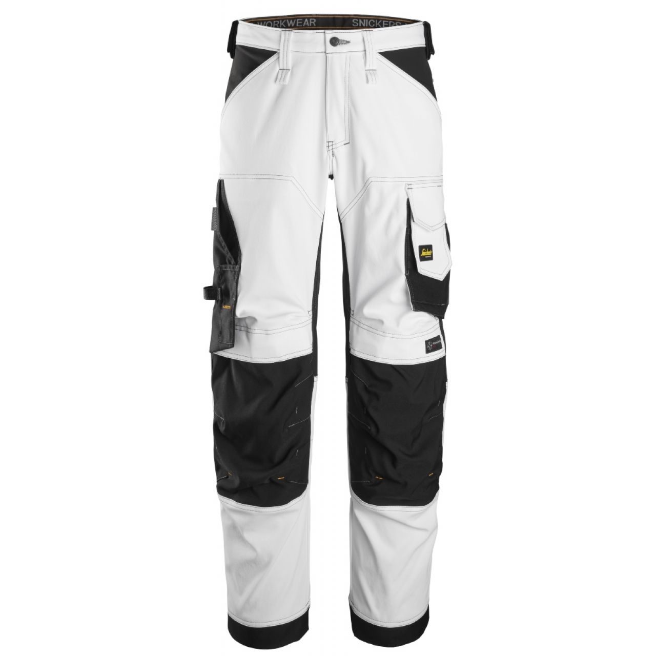 6351 Pantalones largos de trabajo elásticos de ajuste holgado AllroundWork blanco-negro talla 204