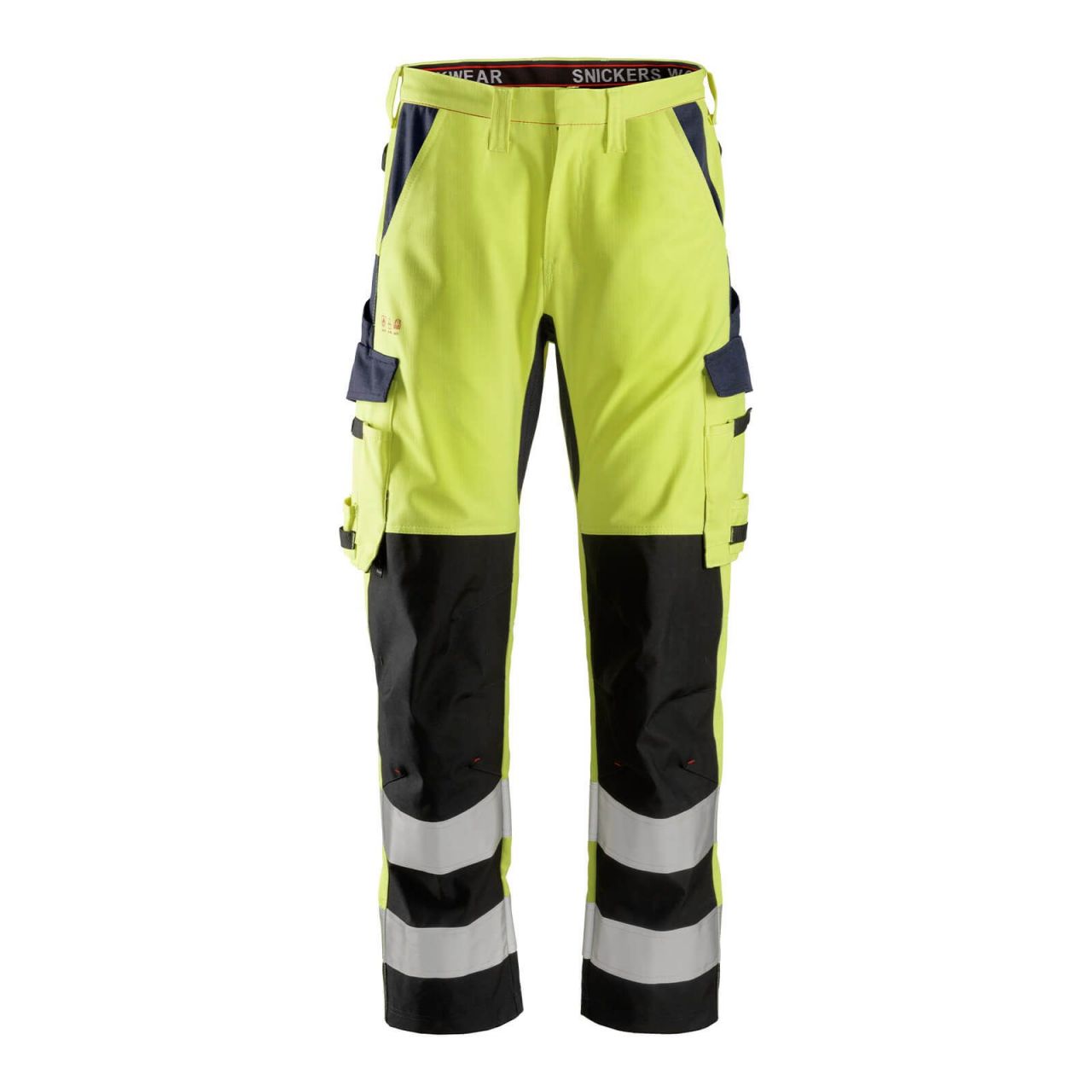 6364 Pantalones largos de trabajo de alta visibilidad clase 2 con espinilla reforzada ProtecWork amarillo-azul marino talla 44