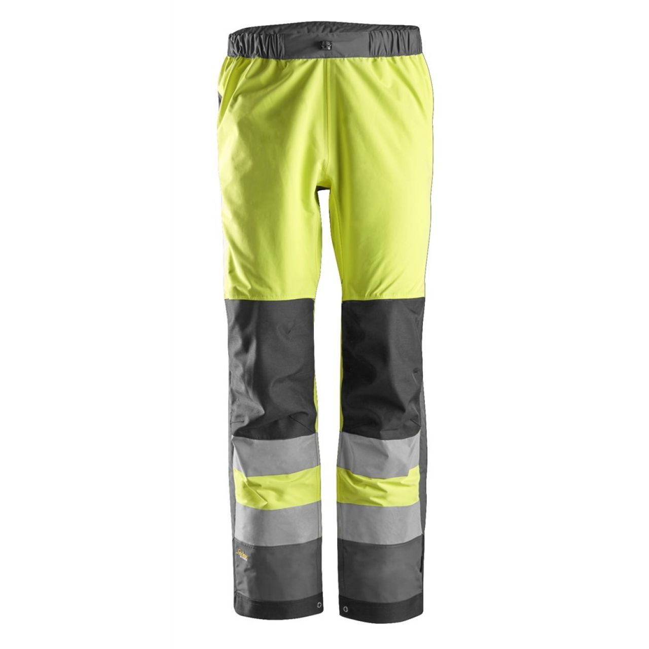 6530 Pantalones largos de trabajo impermeables Waterproof Shell de alta visibilidad clase 2 AllroundWork amarillo-gris acero talla M