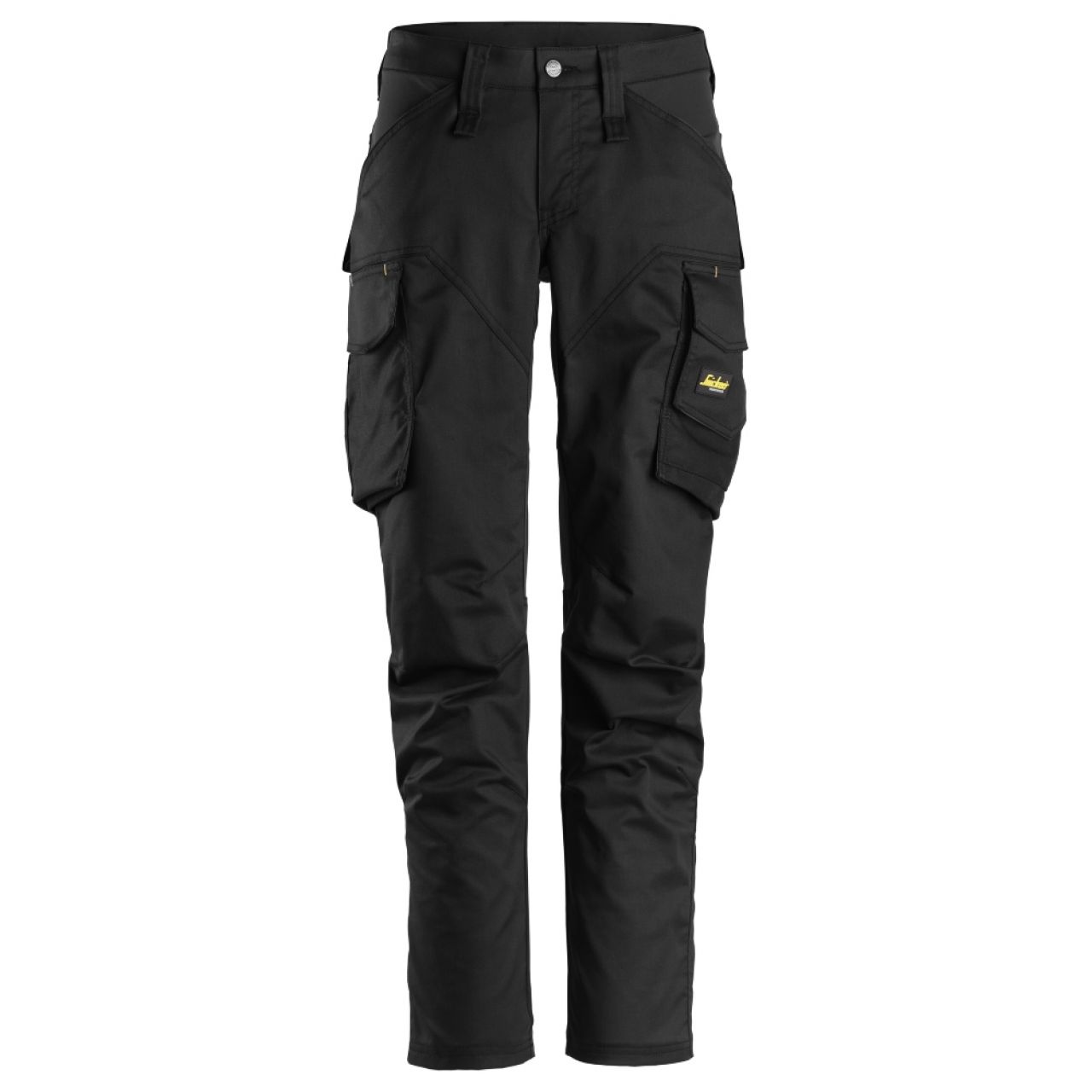 6703 Pantalones largos de trabajo elásticos para mujer con bolsillos para rodilleras AllroundWork negro talla 20