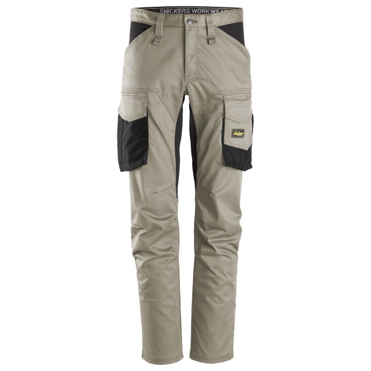 6803 Pantalones largos de trabajo elásticos sin bolsillos para las rodilleras AllroundWork beige-negro talla 254