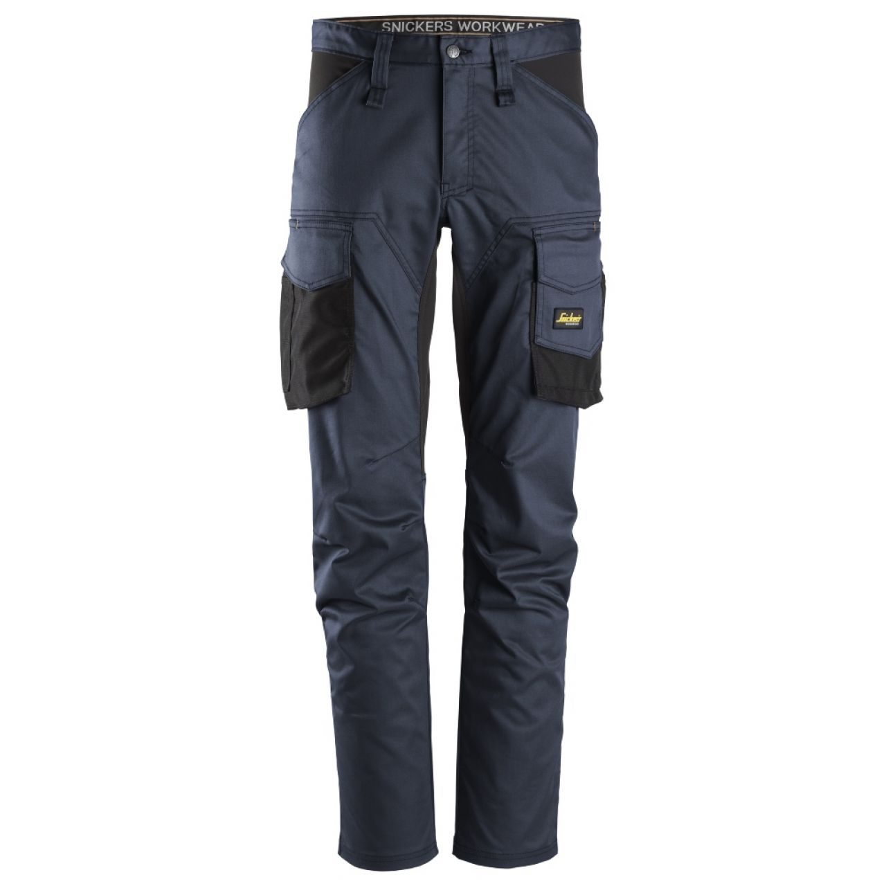 6803 Pantalones largos de trabajo elásticos sin bolsillos para las rodilleras AllroundWork azul marino-negro talla 104