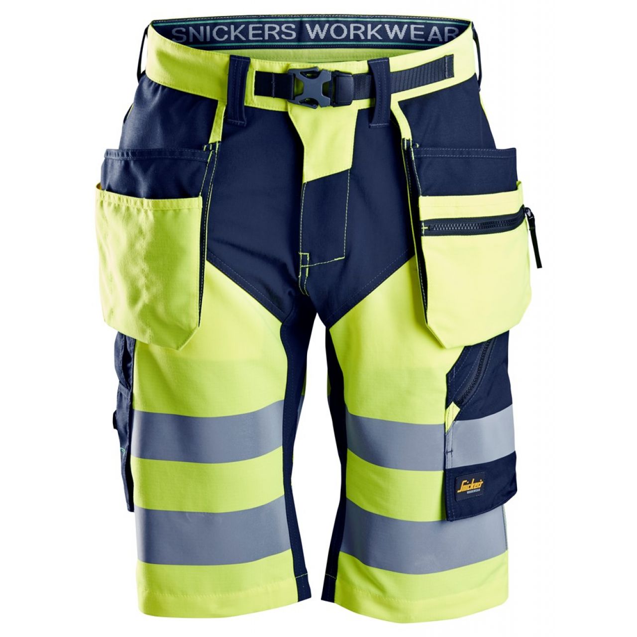 6933 Pantalones largos de trabajo de alta visibilidad clase 1 FlexiWork amarillo-azul marino talla 58