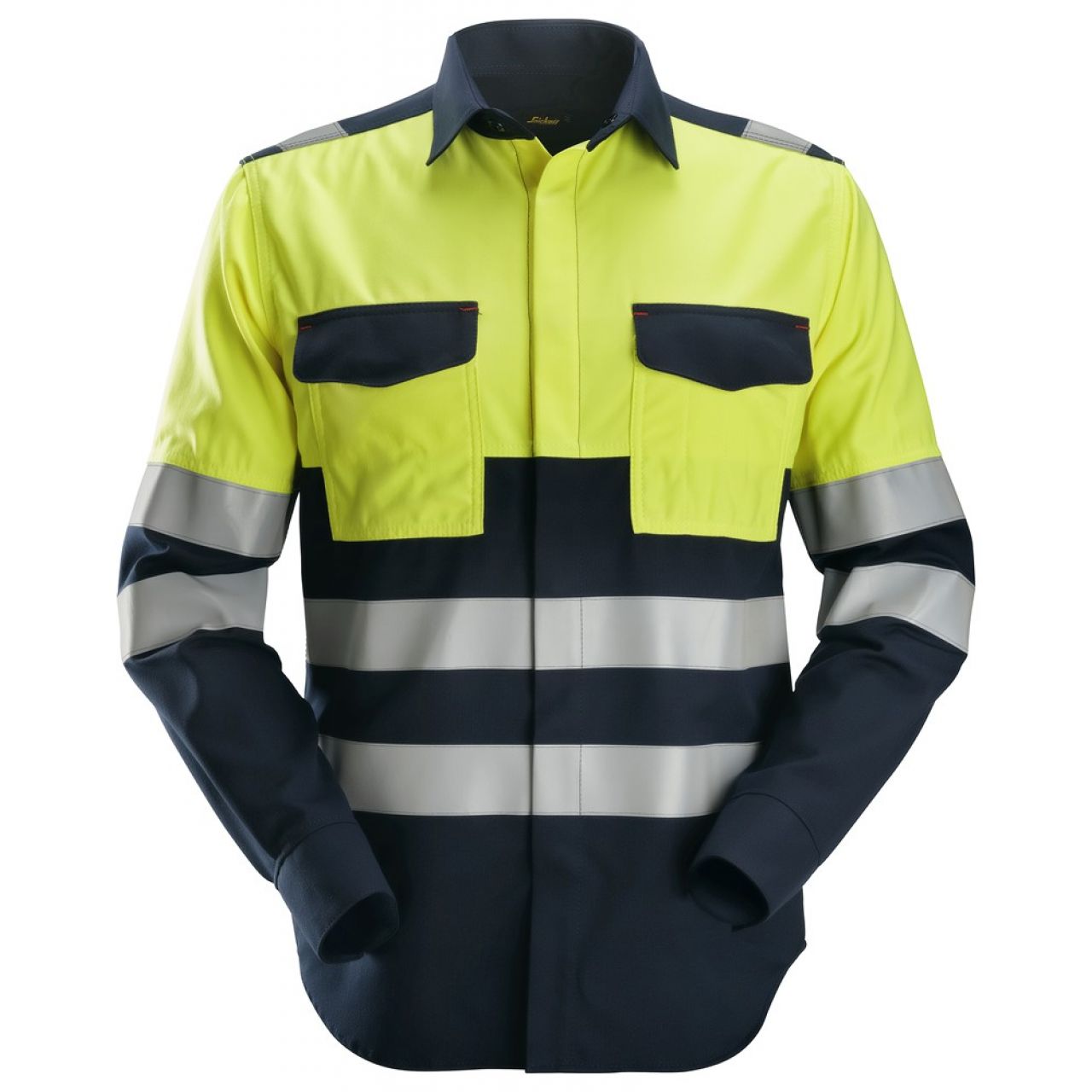8563 Camisa de manga larga de alta visibilidad clase 1 para soldador ProtecWork azul marino-amarillo talla M