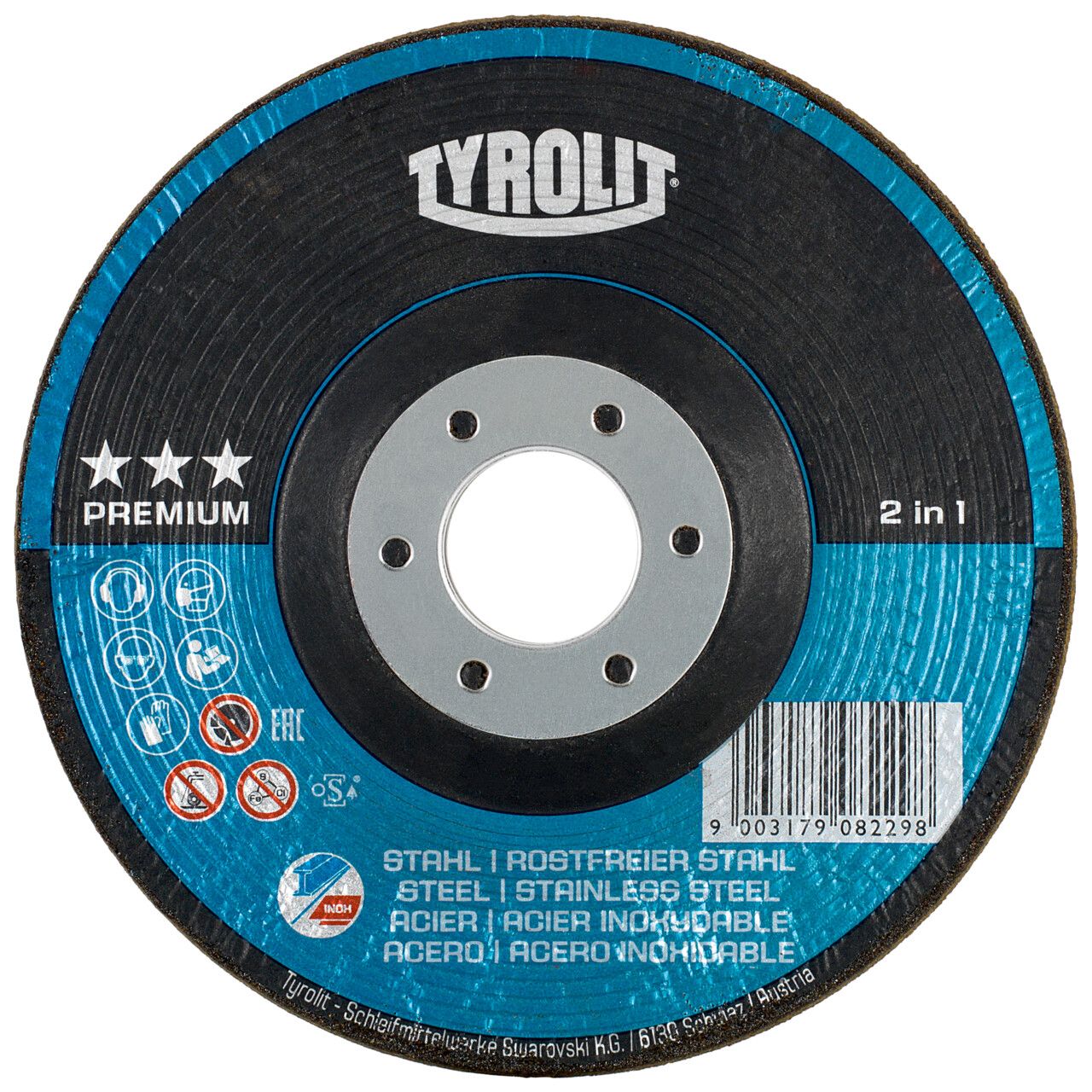 Tyrolit 2in1 RONDELLER® para acero y acero inoxidable 125 #29RON 125x22,23 A24Q-BF