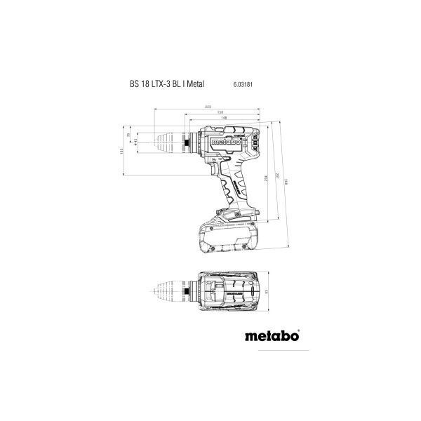 BS 18 LTX-3 BL I Metal Taladro atornillador de batería/18V 2x5.5Ah LiHD  Cargador ASC 145  metaBOX 1
