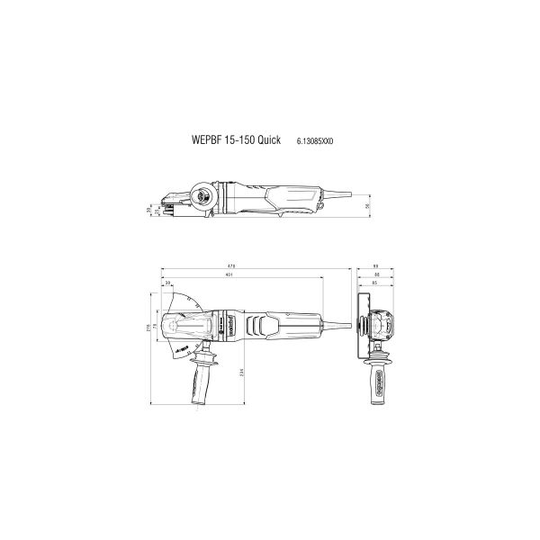 WEPBF 15-150 Quick Amoladora angular de cabeza plana/Cartón