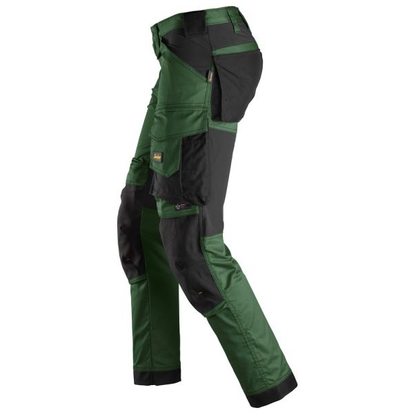 6341 Pantalones largos de trabajo elásticos AllroundWork verde forestal-negro talla 254