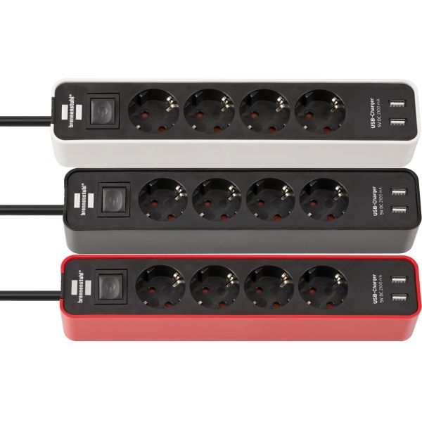 Base múltiple Ecolor con diseño compacto y puertos USB (color blanco/ negro)