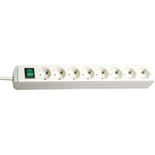 Base múltiple Eco-Line blanca con interruptor (8 tomas y 3 m)