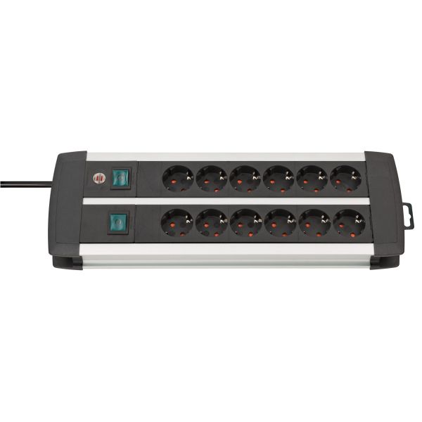 Base múltiple Premium-Alu-Line Technics con 2 y 3 interruptores (6 tomas)