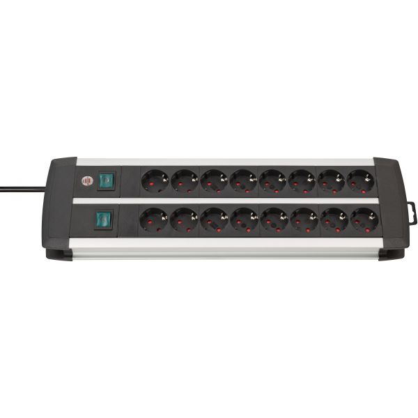 Base múltiple Premium-Alu-Line Technics con 2 y 3 interruptores (8 tomas)