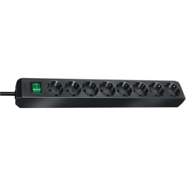 Base múltiple Eco-Line negra con interruptor (3 tomas y 1.5 m)