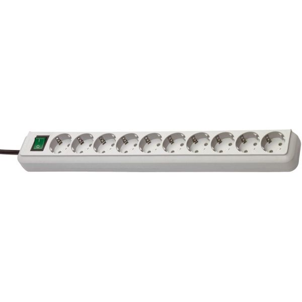 Base múltiple Eco-Line gris claro con interruptor (8 tomas y 3 m)