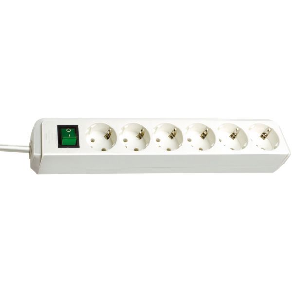 Base múltiple Eco-Line blanca con interruptor (3 tomas y 5 m)