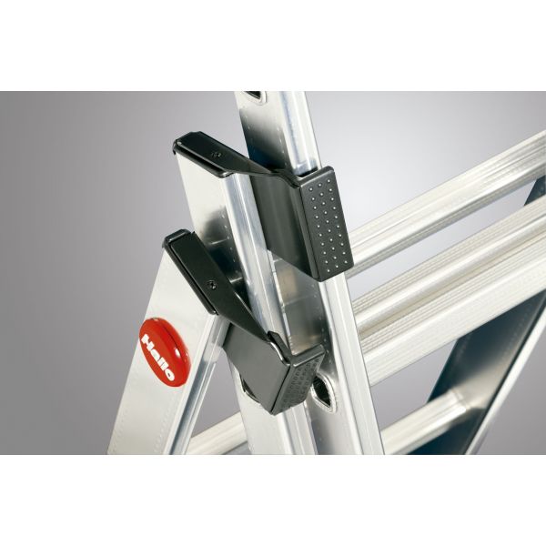 Escalera aluminio combinada 3 tramos con estabilizador curvo ProfiLOT Combi (2x6 + 1x5 peldaños)